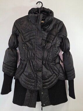 Porle Hooded Down Coat w/ Detachable Hood & Fur Size Small